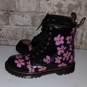 Dr. Marten Floral Black and Pink Boots